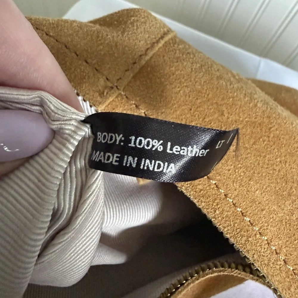 Margot New York CAMILA HOBO Suede Crescent Purse Shoulder Bag Light Brown Camel